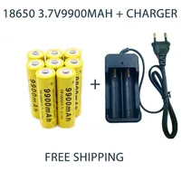 Fast charging 3.7V 18650 9900mAh capacity lithium-ion rechargeable battery flashlight battery+charger