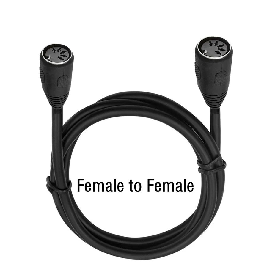 MIDI-Kabel, Stecker auf Stecker und Buchse, 5-poliger DIN-Stecker, Audio-Verlängerungskabel für Lautsprecherstecker, Schwarz, 3 m/1,5 m, 0,5 m