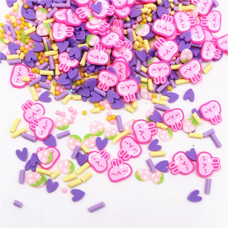 50g/lot Polymer Clay Sprinkles Slices Valentine's Day Purple Rabbit  For Diy Crafts Padico Clay  DIY Slime Crystal Mud Filling