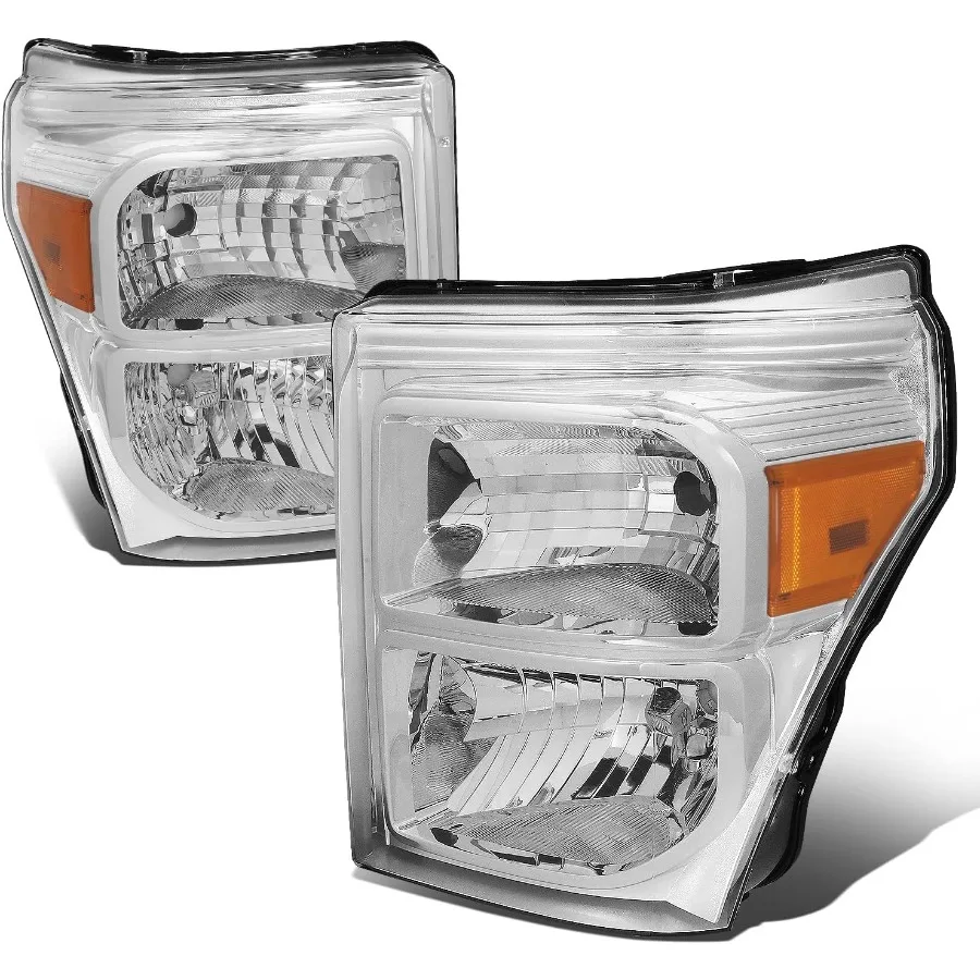 Chrome Amber Headlights Replacement for 1116 F250 F350 F450 F550 Super Duty Trucks Enhanced Visibility and Durability for Night
