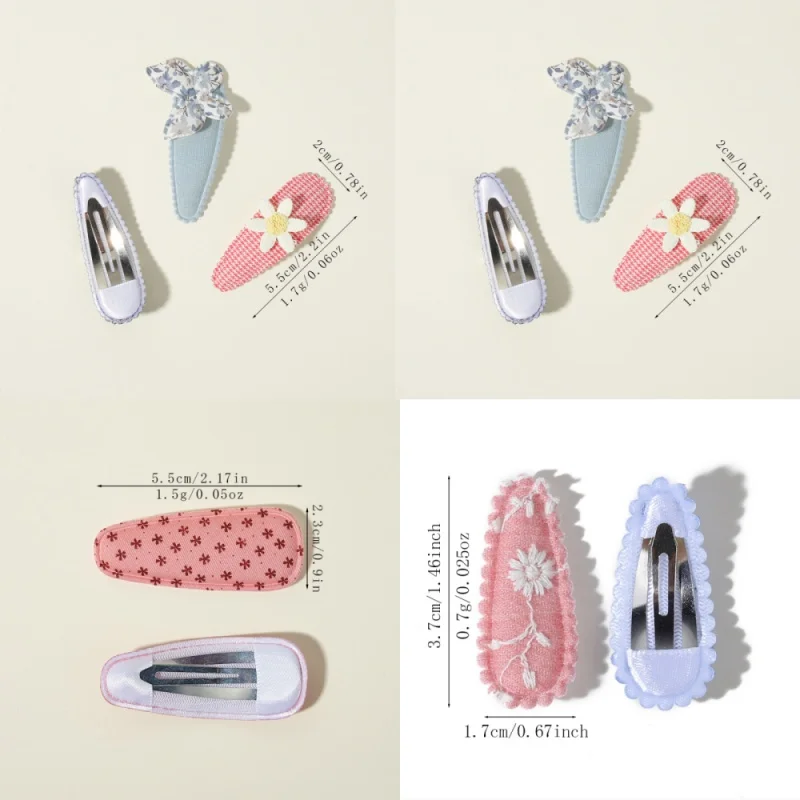 1 Lot Cute Fabric Printed Droplet BB Hair Clip Children Girls' Bangs Fixed Edge Clip Party Decoration Kids Hair Accessories Gift