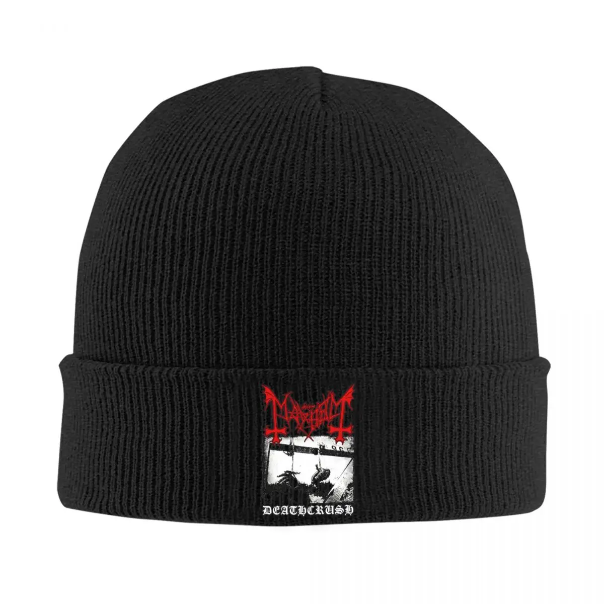 Mayhem Bonnet Hats Black Metal Music Beanie Hats Knitted Hat Winter Street Men Women Unisex Kpop Elastic Cap