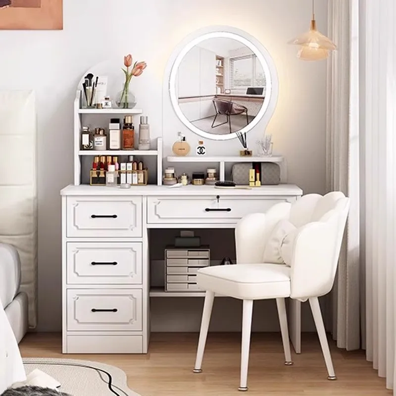 

Light Modern Girl Dressing Table Handles Storage Blaxk Chairs Makeup Dressing Table Mirror Storage Tocador Maquillaje Furniture