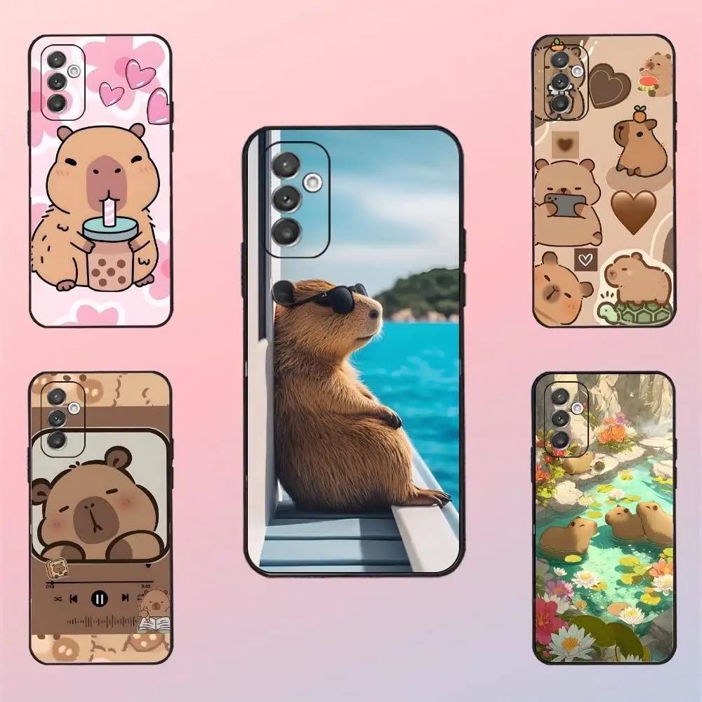 

Capybara Phone Case For Samsung S 25,24,23,22,30,21,10,9,Ultra,Plus,Lite,FE,4,5 G Black Soft Case
