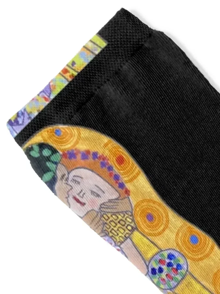 “The Kiss With A Twist” Inspired By Klimt Socks tennis new year Antiskid soccer designer brand Luxury Woman Socks Men's