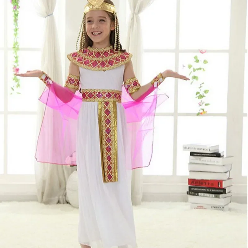 Halloween Dress an ancient Egyptian girl Fresh flower Cleopatra Princess Dress for children Couple children Dress