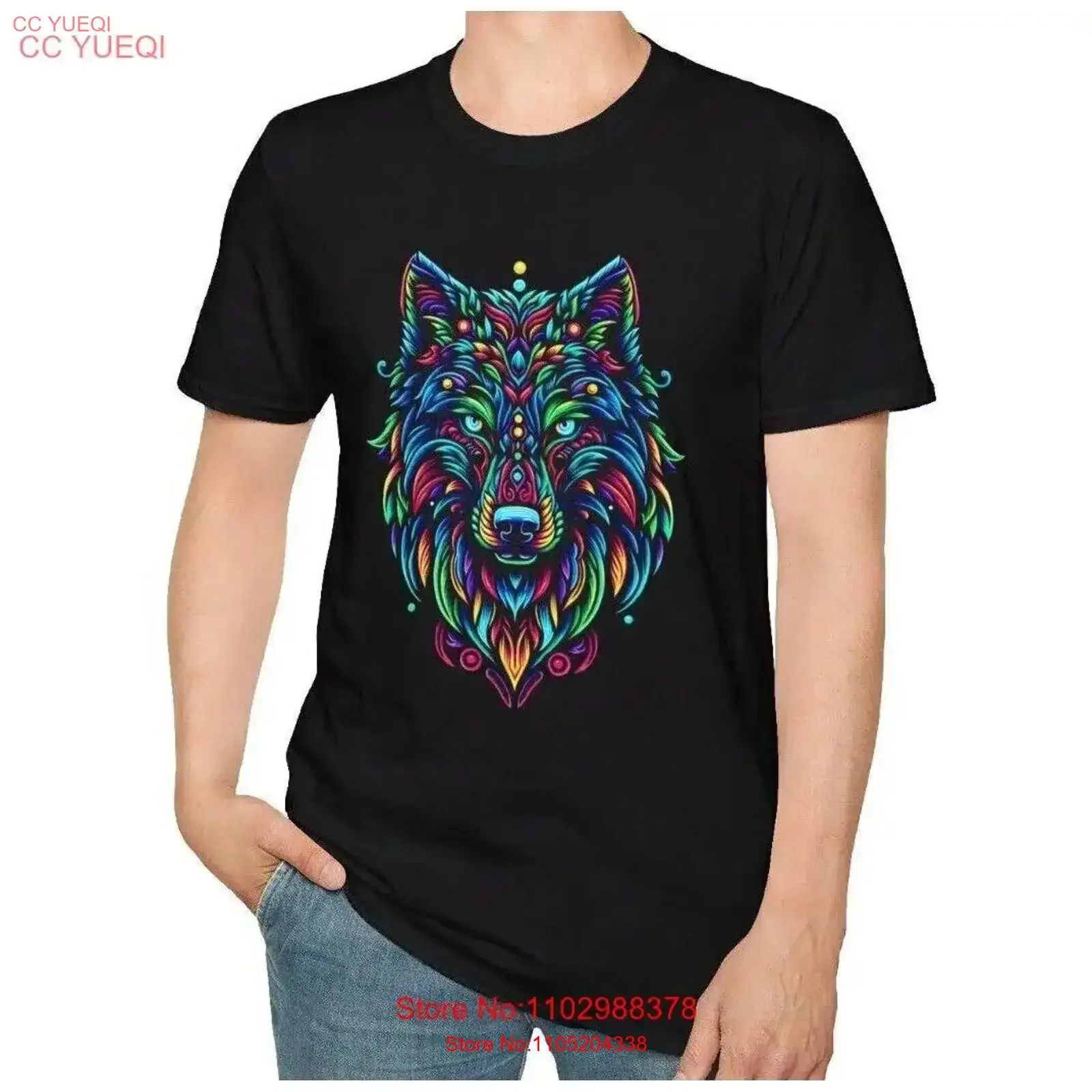 مخدر القبلية الذئب تي شيرت خمر غسلها مريحة لينة أنيقة أوم امتدت تنوعا للجنسين مصمم الملابس #1