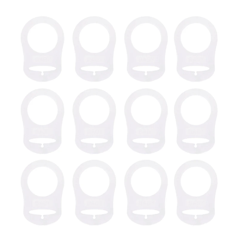 12pcs Clear Silicone Button Ring Pacifier Holder Clip Adapter Clip Adapter Suitable for Baby MAM Soothers