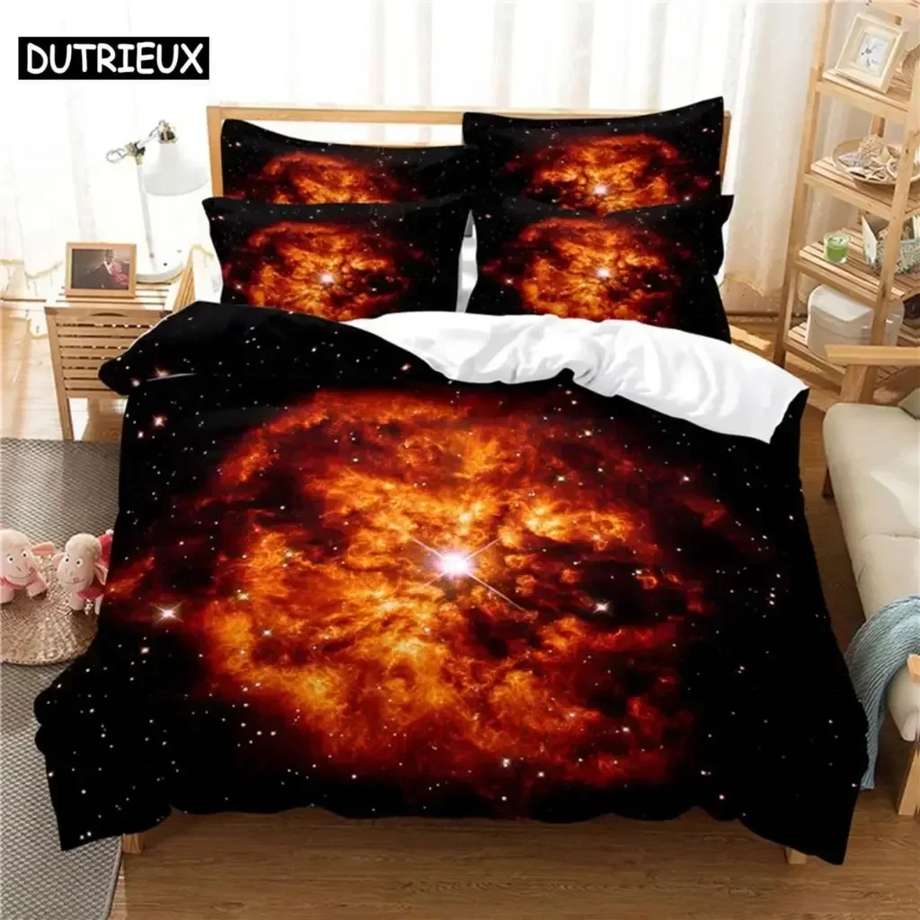 Earth Bed Linen Bedding Set with Duvet Cover Pillowcase Single Couple Bedsheet King Queen Double Twin Size