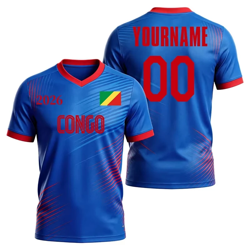 2026 New Logo football T-shirt with printed design, short-sleeved, casual and loose-fitting top