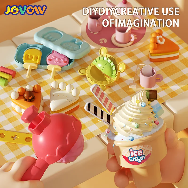 เด็กสีเครื่องก๋วยเตี๋ยว DIY เล่นแป้งเครื่องมือไอศกรีม Plasticine ชุดแม่พิมพ์ปริศนาของเล่นสําหรับชายหญิงของขวัญวันเกิด