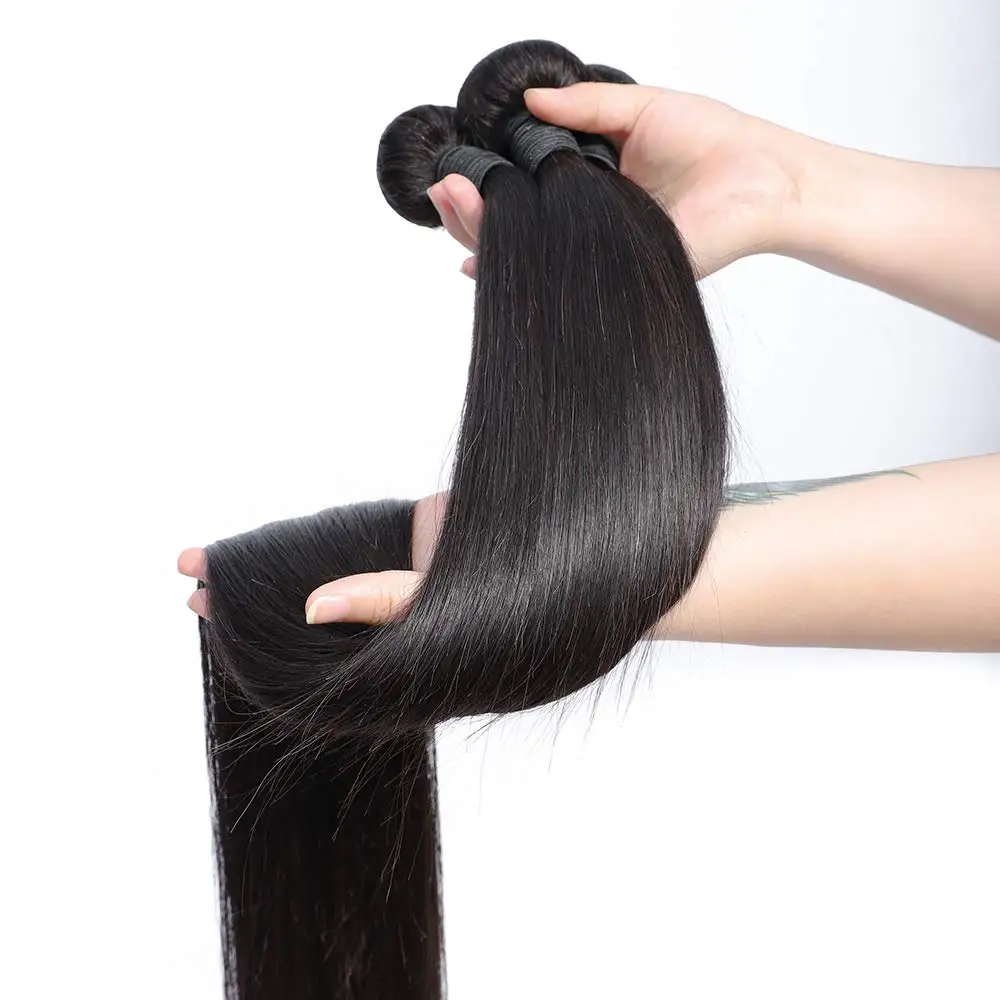 Pacotes brasileiros retos do cabelo humano, cabelo cru do Virgin, cor natural, extensões 100% do cabelo humano, osso de Ulrica