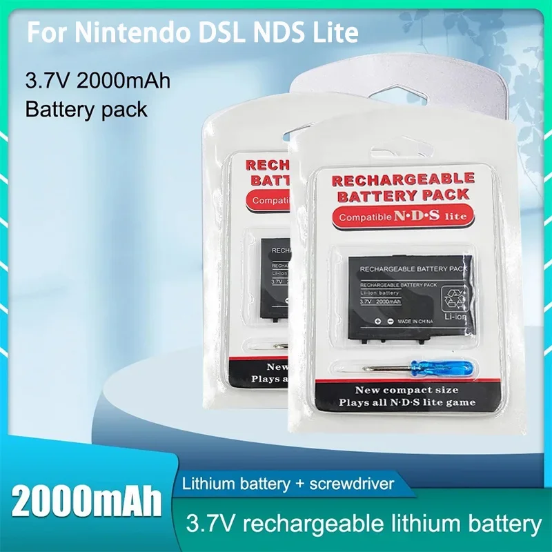 for NDSL DSL 2000mAh Battery Rechargeable Battery For Nintendo NDS DS Lite Replacement Battery with Screwdriver