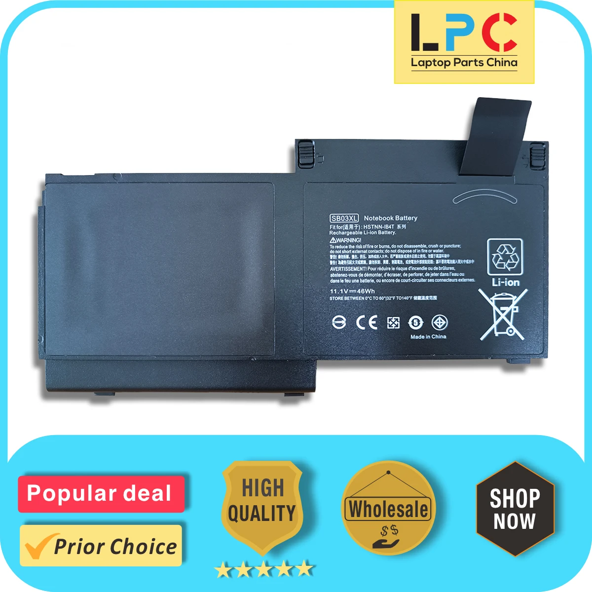 SB03XL Laptop Battery For HP EliteBook 720 G1 725 G2 820 G1 820 G2 825 G2 Series New Replacement Notebook Battery HSTNN-LB4T