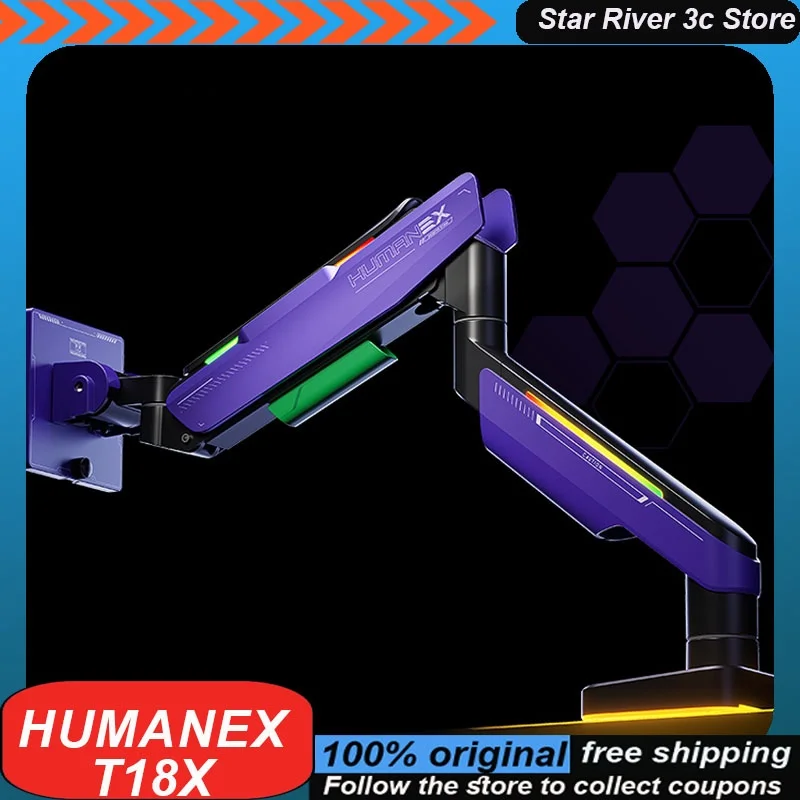 Imagem -01 - Humanex T18 Monitor Stand 49 Bracket 20kg Base Pneumática Suporte para Monitor de Braço Mecânico Computador Esports Game Acessórios humanex t18 monitor stand 49 bracket 20kg base pneumatica suporte para monitor de braco mecanico computador esports game acessorios 01