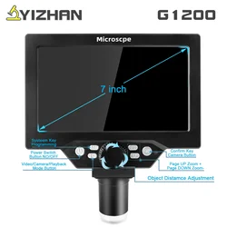 Microscopio digitale originale G1200 12MP 1-200X per saldatura di microscopi LCD elettronici da 7 pollici lente d'ingrandimento a amplificazione continua