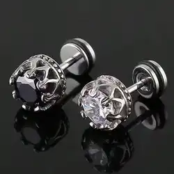 1 Pair Of Fashionable Crown-Shaped  Stainless Steel Men\ Stud Earrings