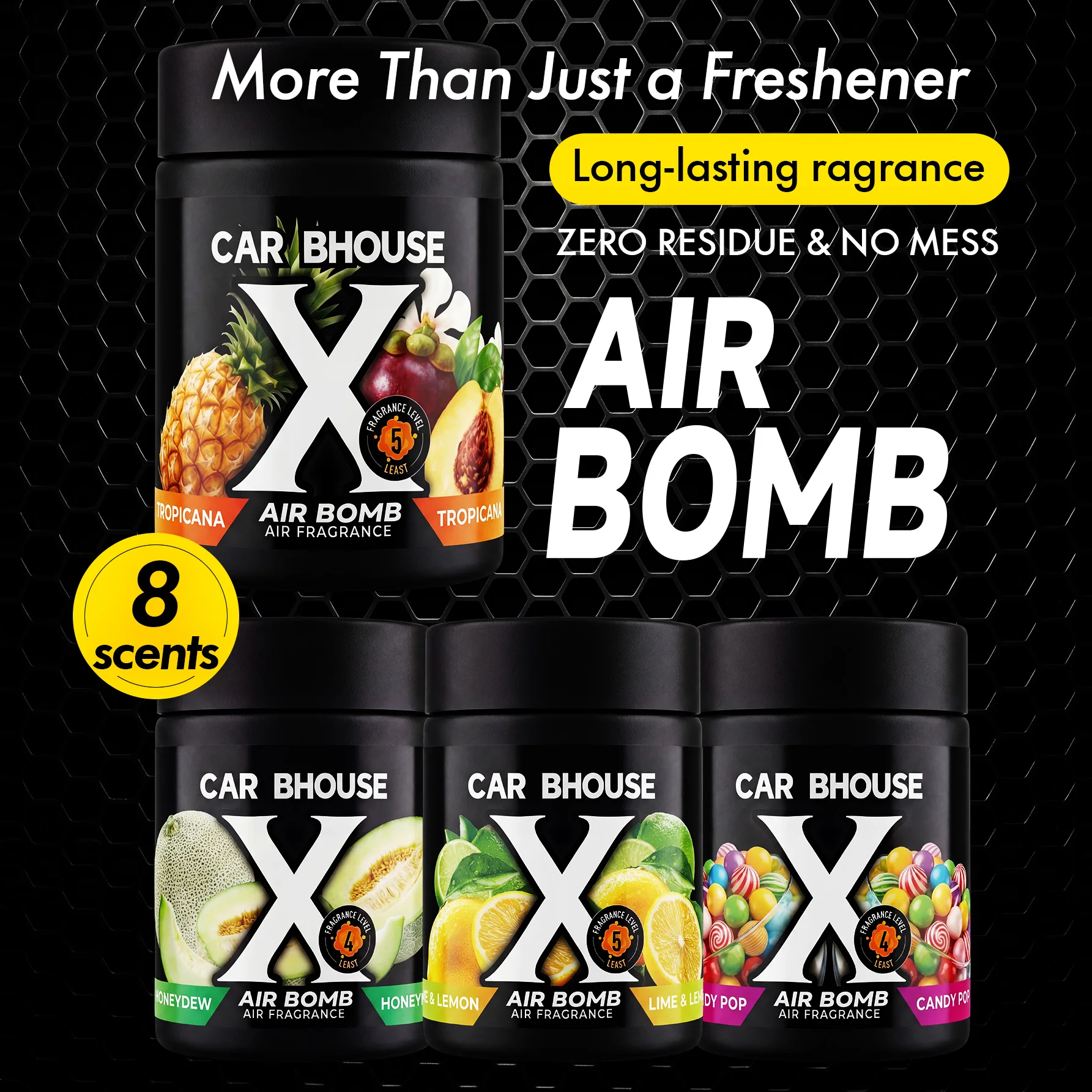 Aromatizador Automotivo: Difusor Sólido de Fibra de Algodão — Portátil e Refrescante. Aroma de Frutas Tropicais de Longa Duração.