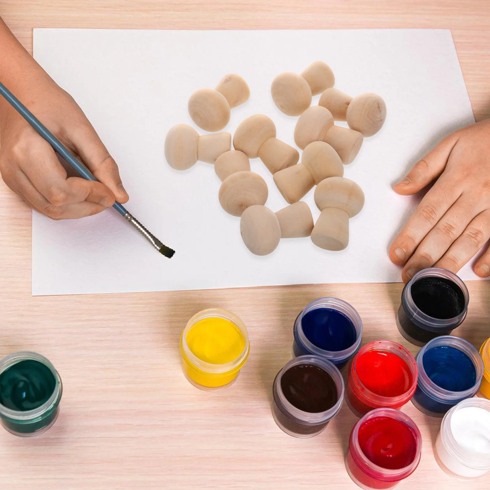 

10pcs Mushroom Shape Diy Ornaments Unfinished Decor Craft Kits For Creative Wooden Mushroom Head Figurines