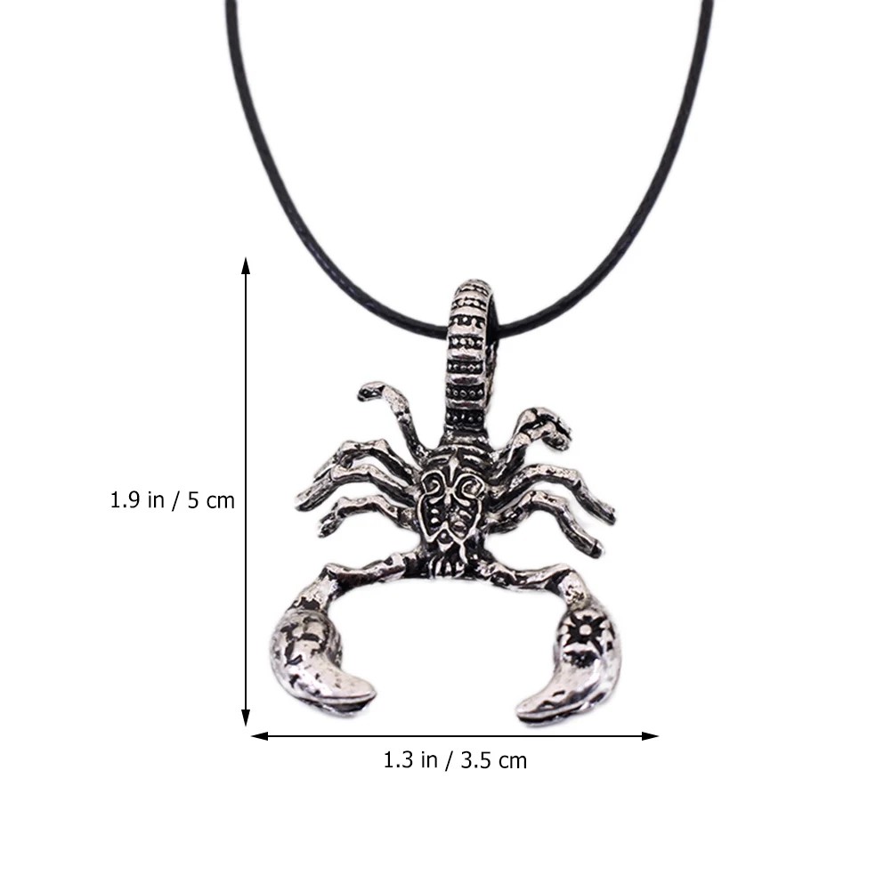 

Silver Scorpion Necklace Alloy Durable Non-Fading Gothic Hip Hop Adjustable Rope Pendant Jewelry Halloween Costume