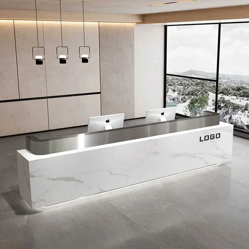 Mostrador de tienda, mesas de recepción, jarra de destilación de café Beauty V60, escritorios para ordenador, caja registradora para salón de movimiento de negocios