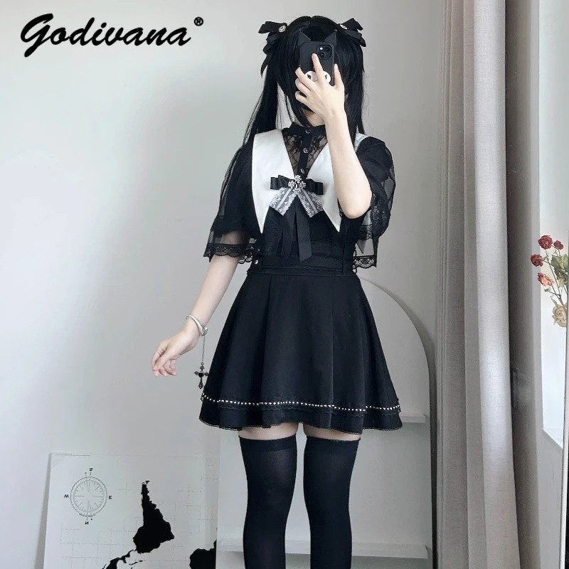 

Japanese Mine Series Mass-Production Detachable Cloak Shawl Shirt and Skirt 3 Piece Set New Summer Girl Women Lolita Outfits