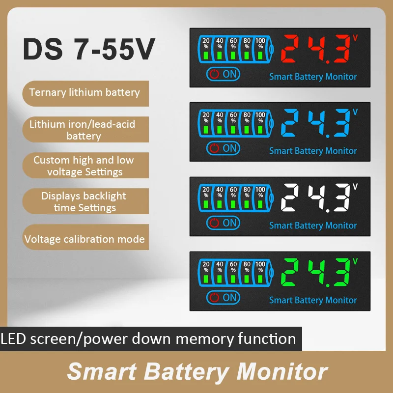 DC7-55V Smart Battery Level Indicator 4615N Li-ion Lipo Lithium Lead Acid Battery Level Tester LCD Module Capacity Voltage Meter