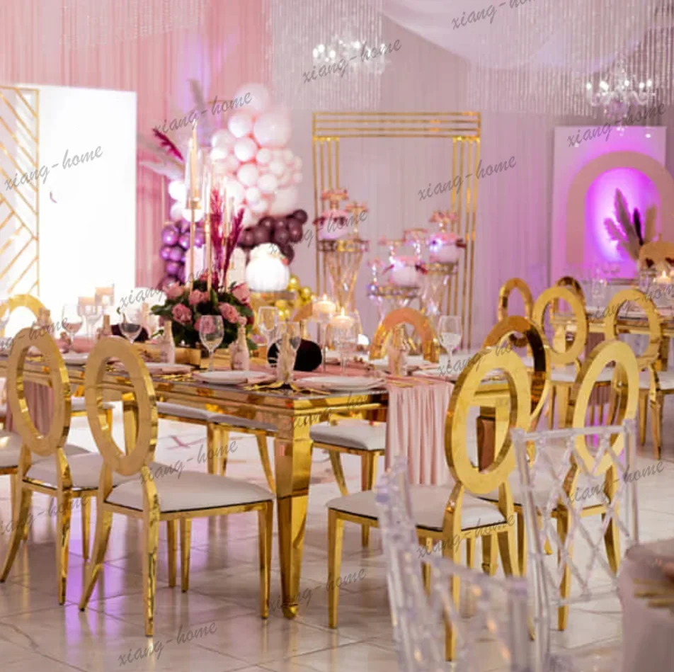 PG 4pcs/24pcs/6pcs/12pcs)High Quality Hotel Events Dining Furniture Gold Metal Iron Event Chairs Stainless Steel Wedding Chair