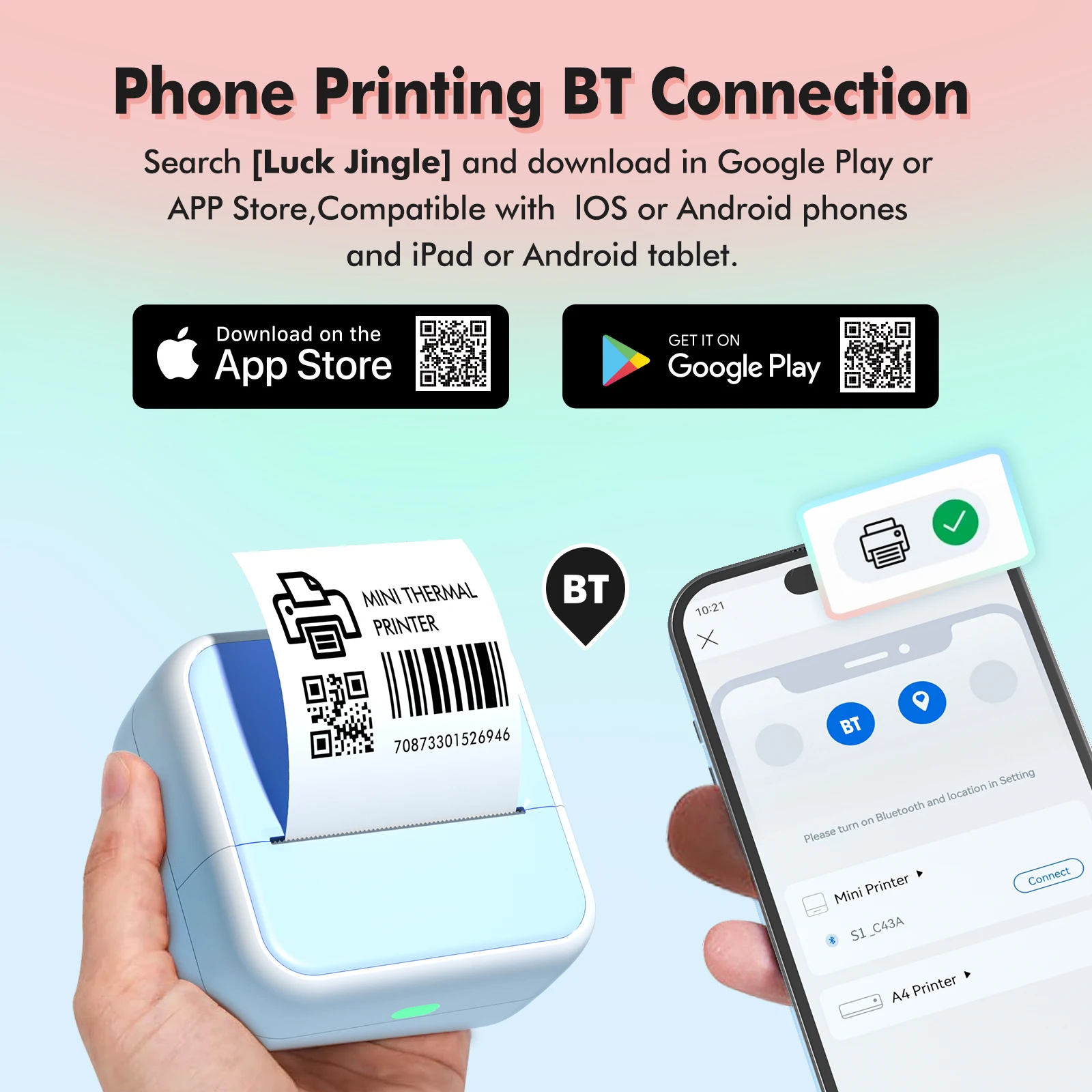 S1 Mini Thermal Printer Portable 57mm Photo Printer Compact Pocket Design For Photo Printing DIY Sticker Maker Home Office Print