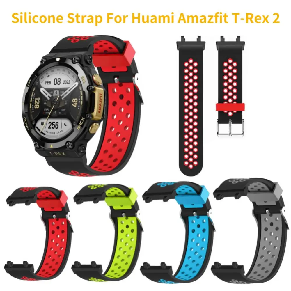 Cinta de silicone macio para huami amazfit t rex 2 watch, respirável e macio, acessórios esportivos