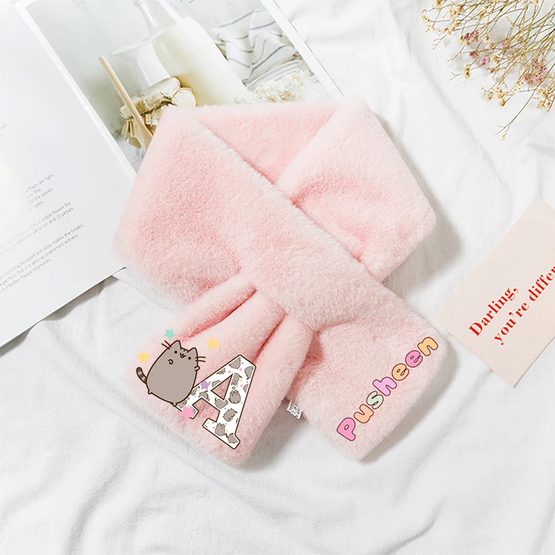 Pusheen кошка для девочек плюшевый шарф с принтом букв детский шейный платок зимний теплый бандаж глушитель детские подарки обратно в школу аниме