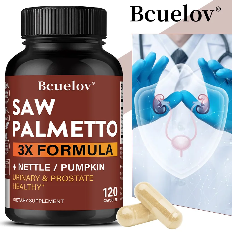 Saw Palmetto Prostate Supplement - Nettle Seed & Pumpkin Capsules, 3X Strength Formula for Prostate and Bladder Support