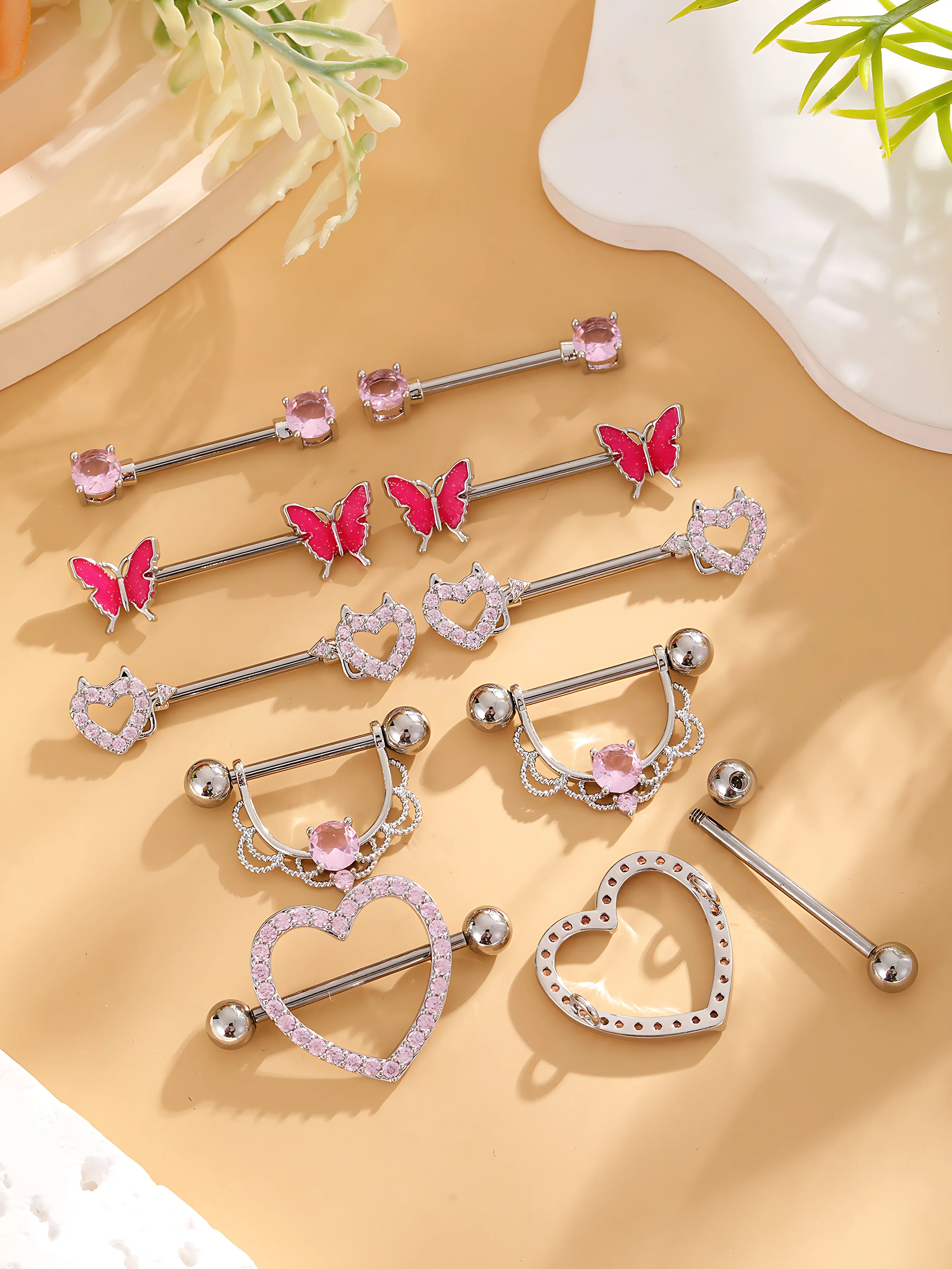 14G Edelstahl Nippelpiercing Set Nippelringe Barbell Pack Rote Kirsche Kuchen Nippel Schmuck Bulk Kristall Nippelpiercings – Detail 11
