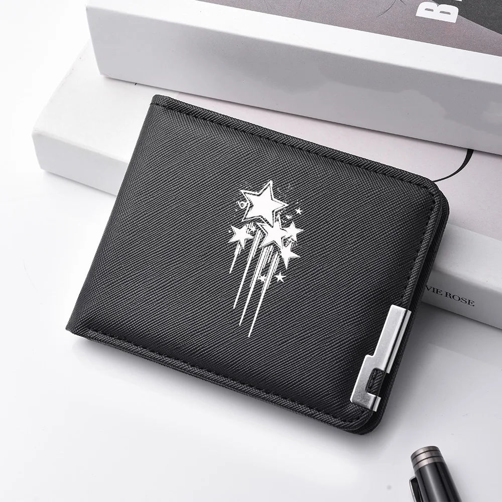 Cartera para hombre con estampado de "estrella" de dibujos animados de 1 pieza, monedero con estampado de "estrella", tarjetero con ranura para múltiples tarjetas, adecuada para uso diario y como billetera de regalo navideño