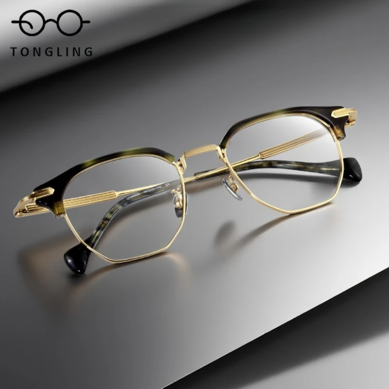 2026 Men Fashion Handcrafted Highquality Acetate Trendy Retro Women Business Eyebrow Casual Pure Titanium Unique Eyeglass Frame