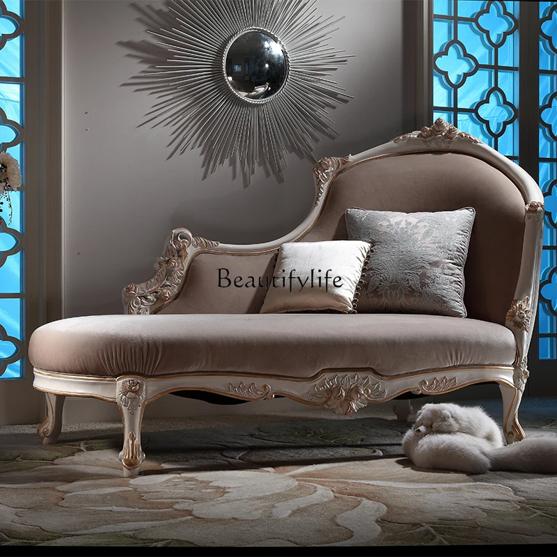 

American solid wood chaise longue balcony leisure separate small recliner