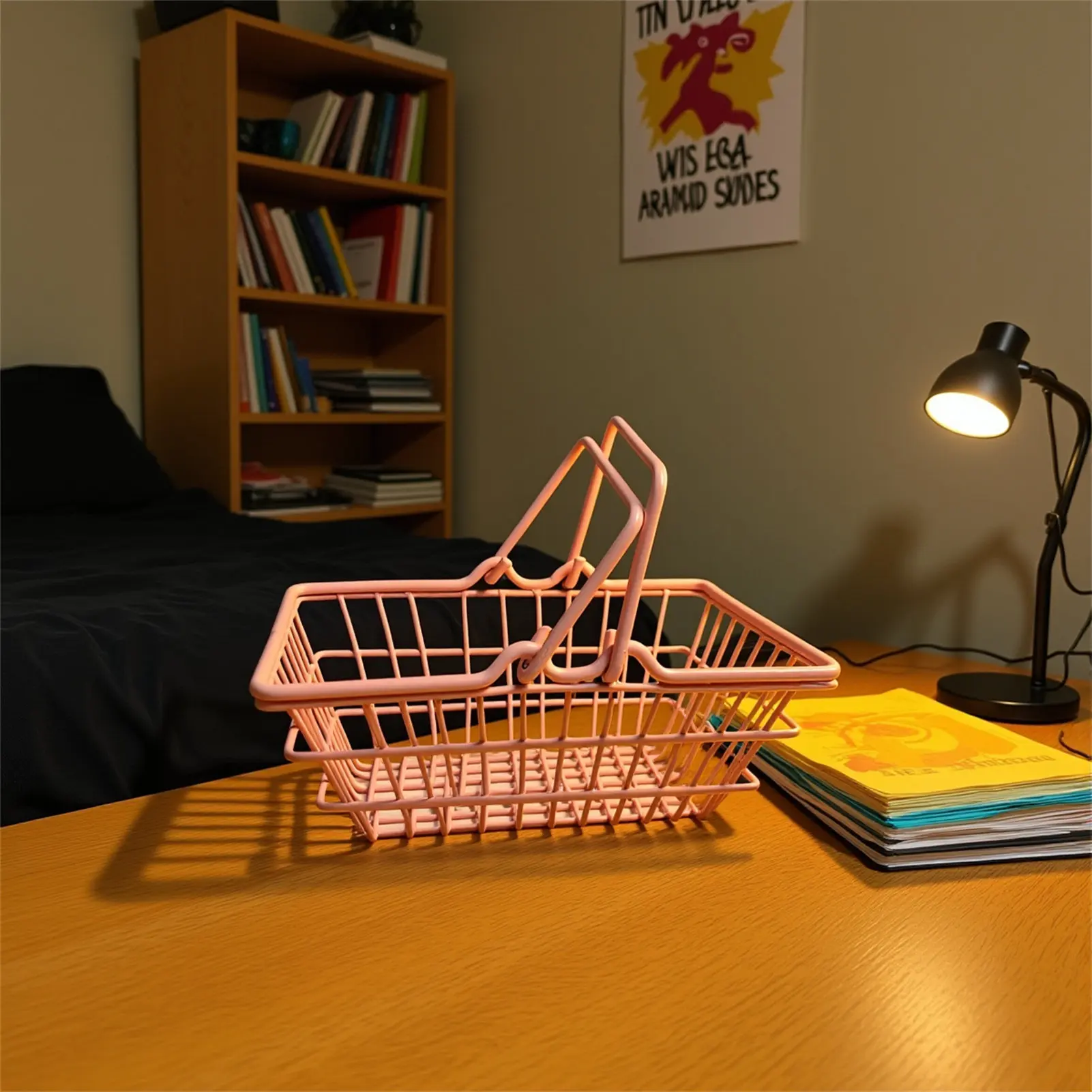 Mini Handheld Shopping Basket Cute Desktop Storage Bin For Student Dorm Room Organizer With Handle Nordic Style