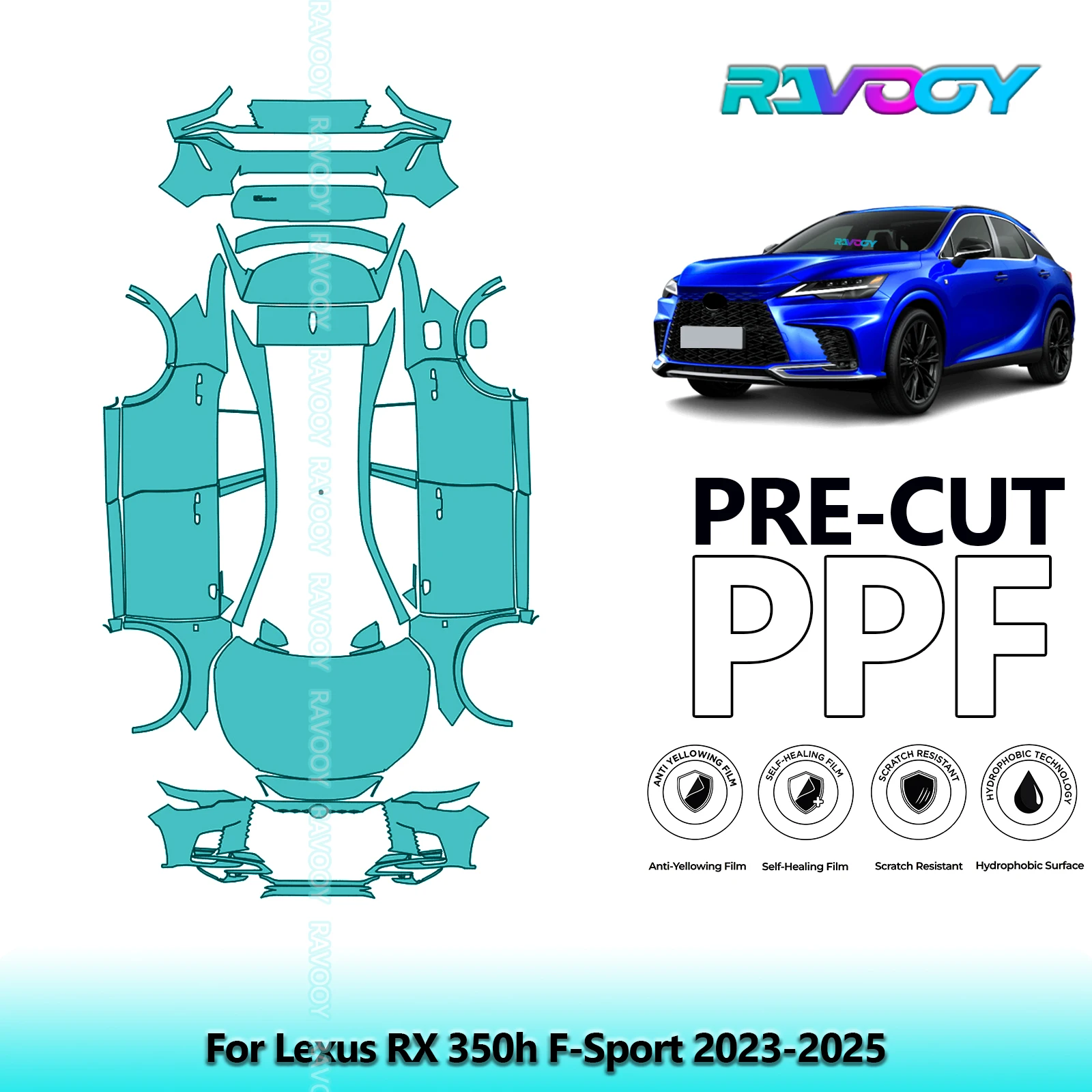 

For Lexus RX 350h F-Sport 2023-2025 8.5Mil Full Vehicle Precut PPF Paint Protection Film
