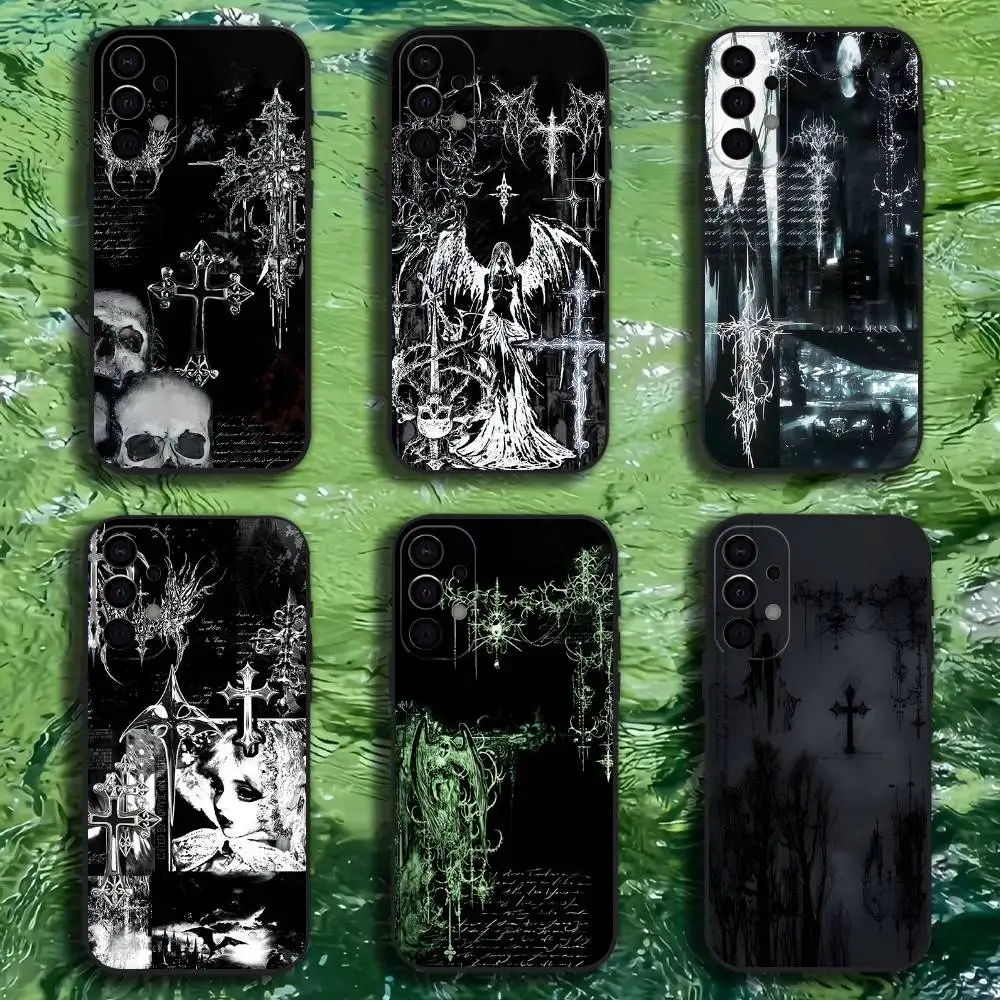 

Gothic Coquette Sigilism Cross Phone Case For Samsung S25,S24,S21,S22,S23,S30,Ultra,S20,Plus,Fe,Lite,Note,10,9,5G Black Cover