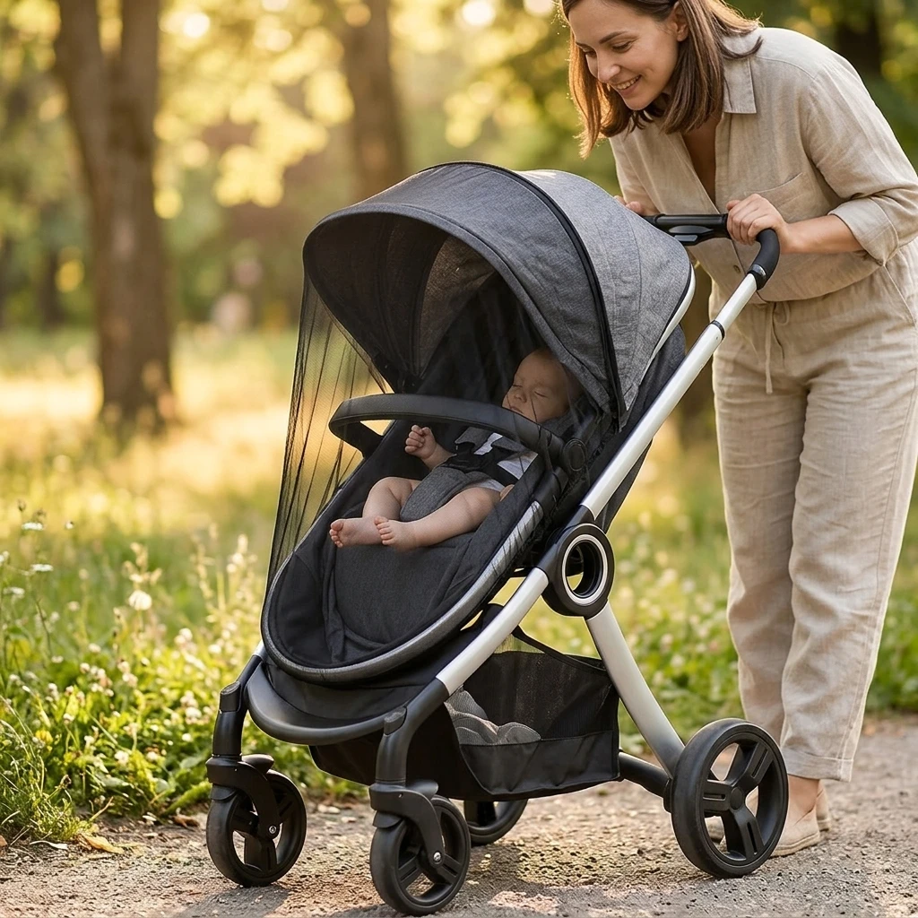 Baby Stroller Mosquito Net 360 Degree Full Coverage Universal Fit Breathable Fine Mesh Against Insects Portable Net for Infants