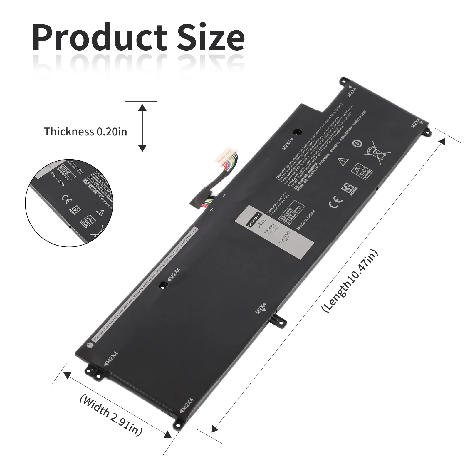 LUNSONBAY XCNR3 Laptop battery For Dell Latitude 13 7370 Ultrabook Series WV7CG 0WV7CG 0XCNR3 WY7CG 7.6V  34Wh