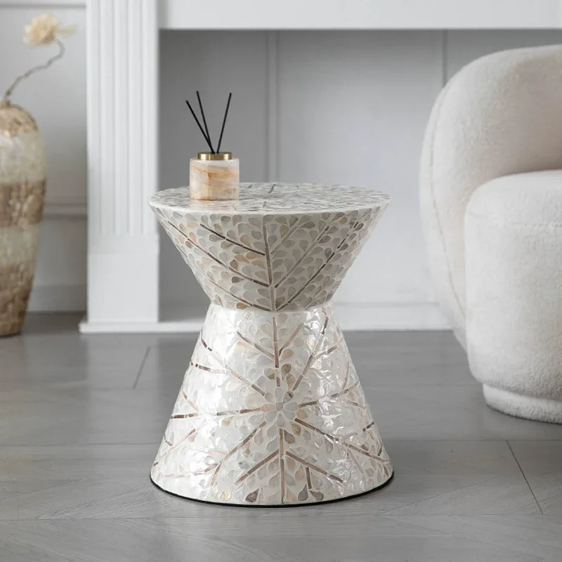 Circular Shell Tea Table,Living Room Decoration Side Table,High End Coffee Table,Nordic Furniture,Art Storage Desk,Nightstands