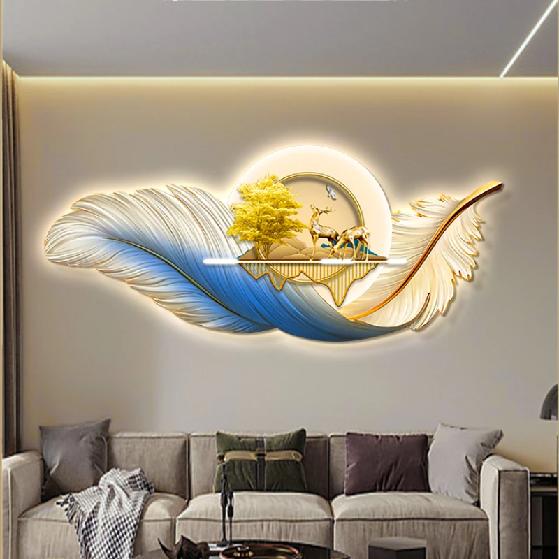 LED Living Room Decor Mural Lamp Modern Home Decoration Foyer Corridor Feather Lighting Fixtures Restaurant Atmosphere Lights