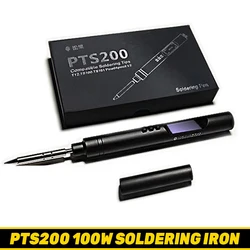 PTS200 Electric Soldering Iron Smart Mini Portable 100W Fast Heating Soldering Station Universal PTS201/TS101/TS100 Tip