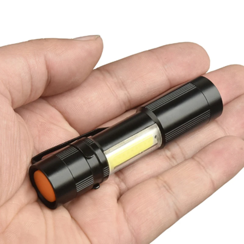 Super Bright LED MINI Flashlight Q5 COB Zoomable Waterproof Aluminum 4 Modes Torch Use AAA Battery for Camping Working Bulbs