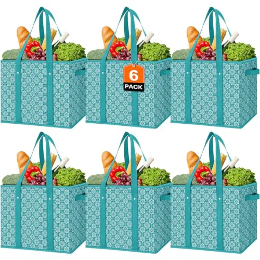 

Reusable Grocery Bags [6 Pack]Large Grocery Tote Bag Water Resistant Shopping Bags Foldable Grocery Bag for Clothes Shoes and P
