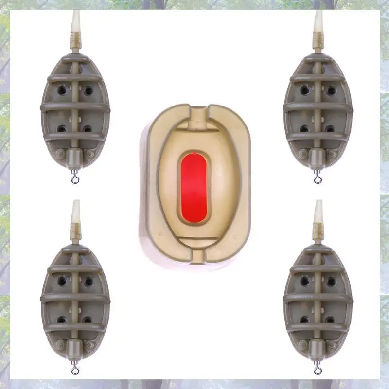 Plastic Inline Method Feeder Fishing Accessories 4 Feeders Mould Set Carp Fishing Sinker Fishing Trough Pesca 15G 20G 25G 35G