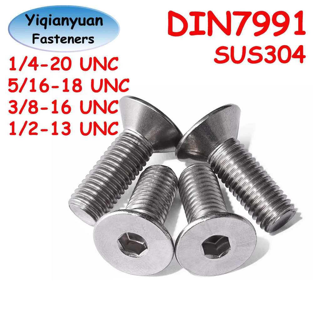 

Yiqianyuan 1/4 ''5/16'' 3/8'' 1/2'' UNC резьба DIN7991 SUS304 A2-70 винты с шестигранной головкой и потайной головкой из нержавеющей стали