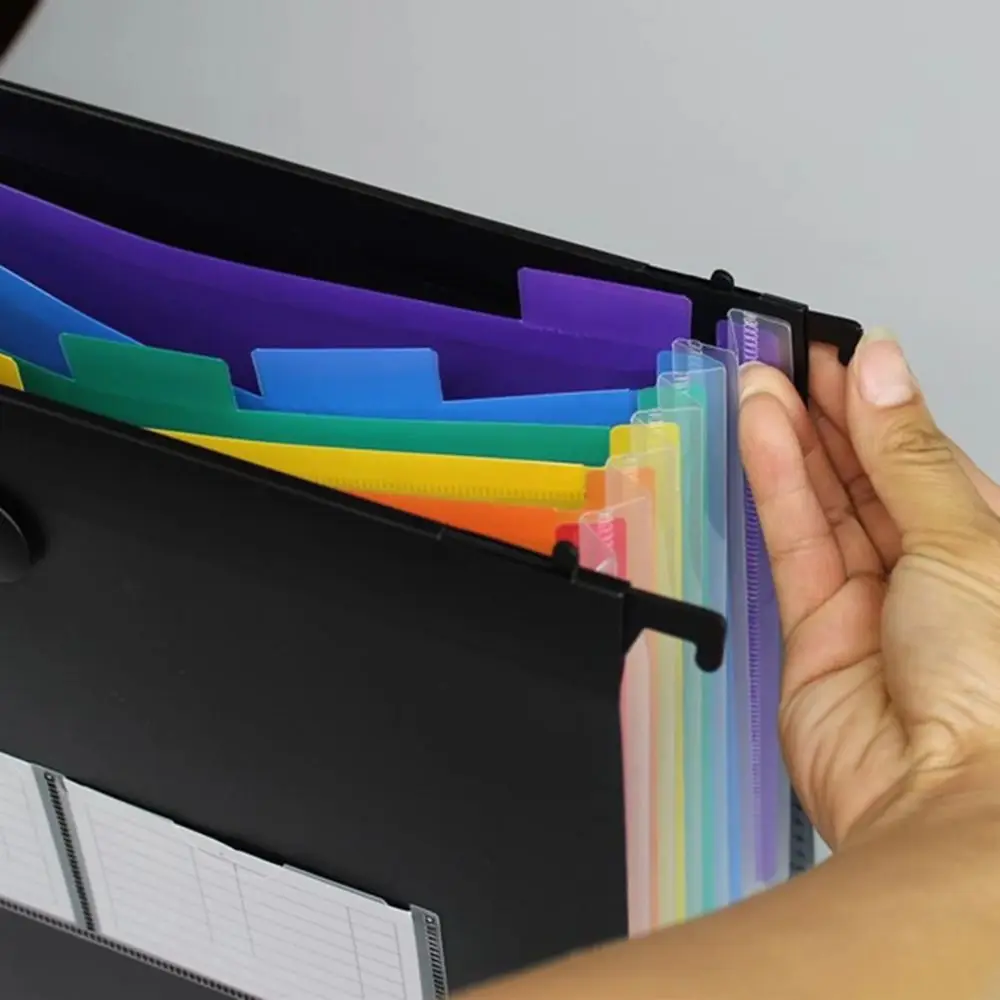 Durable Transparent Envelopes Multi Page Document Holder Storage Bag Hanging File Folders With Multi-Color Tabs Office Supplies