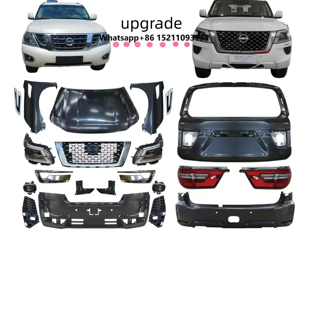 Car Styling Body Kit Fit for Patrol 2014 Upgrade to 2020-2024 Facelift Bumper and Fender Set bumper grille head lamp Conversion